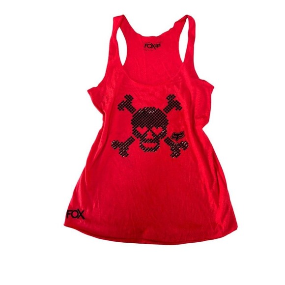 Fox Racing Tops - FOX GRUNGE SKULL GRAPHIC EMBELLISHED TANK TOP‎ XSMALL-SMALL